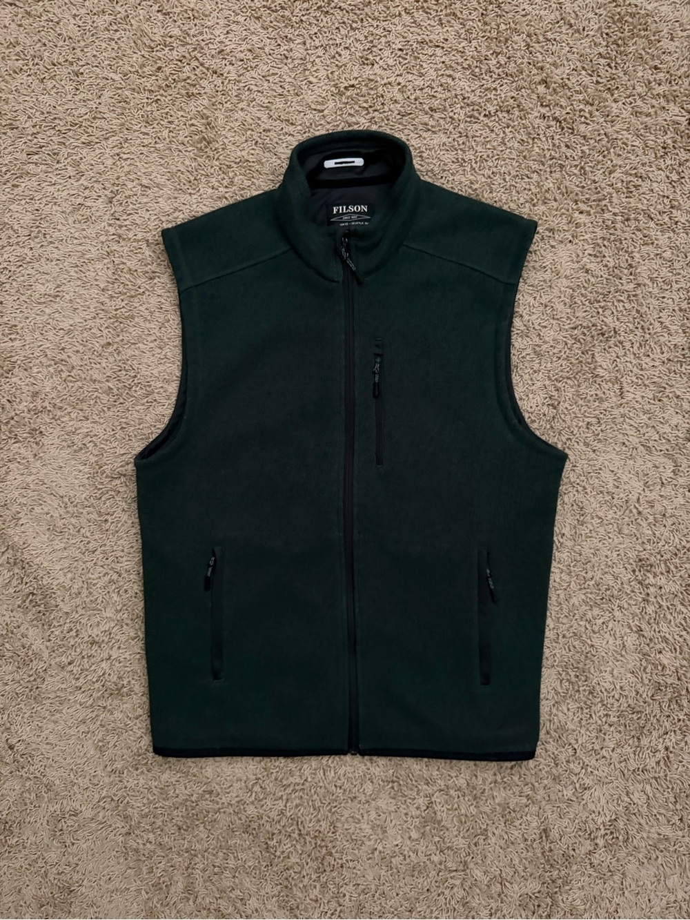 Filson Vest Ridgeway Fleece Full Zip Mens Medium Green Layering All Season